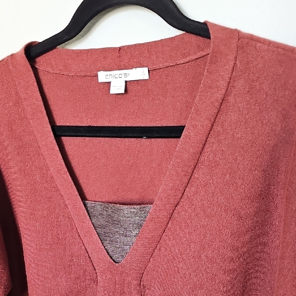 Chico's Caviar Bead V-Neck Pullover Dolman Sleeve Sweater Large Sable - Picture 5 of 10